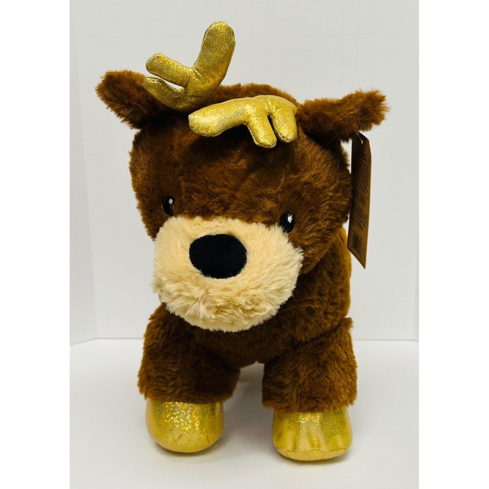 PetSmart Fortune 12" Brown Gold Metallic Squeaker Reindeer Plush Toy 2024 NWT